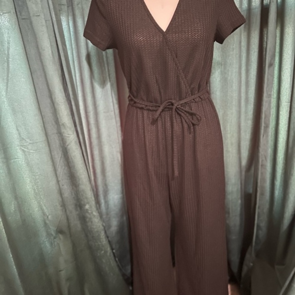 SHEIN Chocolate Brown Wrap Jumpsuit
